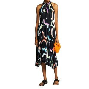 A.L.C Minelli Brushstroke Abstract Print Smocked Crop Top Size 2